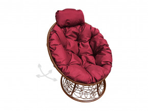 Кресло Папасан мини пружинка с ротангом бордовая подушка в Качканаре - kachkanar.magazinmebel.ru | фото