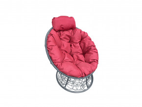 Кресло Папасан мини с ротангом красная подушка в Качканаре - kachkanar.magazinmebel.ru | фото