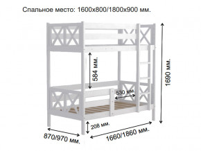 Кровать 2-х ярусная Аист-2 Классика белый 1800х900 мм в Качканаре - kachkanar.magazinmebel.ru | фото - изображение 2