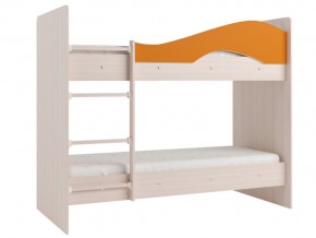Кровать 2-х ярусная Мая на латофлексах млечный дуб, оранжевая в Качканаре - kachkanar.magazinmebel.ru | фото