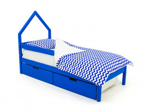 Кровать-домик мини Svogen с ящиками и бортиком синий в Качканаре - kachkanar.magazinmebel.ru | фото
