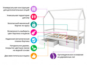 Кровать-домик Svogen с ящиками и бортиком бежевый в Качканаре - kachkanar.magazinmebel.ru | фото - изображение 2