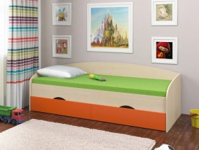Кровать Соня 2 дуб молочный-оранжевый в Качканаре - kachkanar.magazinmebel.ru | фото