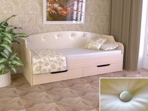 Кровать Юниор Тип 2 дуб молочный-белый перламутр 800х1600 в Качканаре - kachkanar.magazinmebel.ru | фото