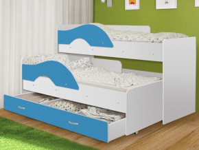 Кровать выкатная Радуга с ящиком 80х160 белая-голубой в Качканаре - kachkanar.magazinmebel.ru | фото