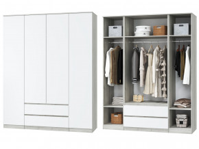 Шкаф для одежды четырехдверный Лори дуб серый, белый в Качканаре - kachkanar.magazinmebel.ru | фото