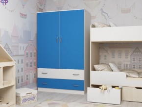 Шкаф двухстворчатый белый-голубой в Качканаре - kachkanar.magazinmebel.ru | фото