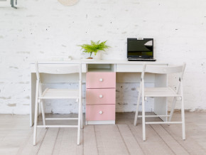 Стол письменный двухместный В 5 розовый в Качканаре - kachkanar.magazinmebel.ru | фото